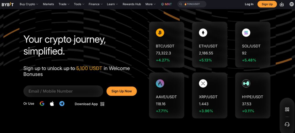 Bybit website screenshot