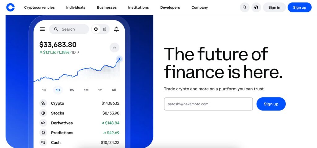 Coinbase website screenshot