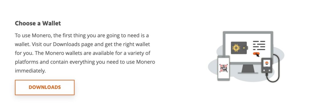 Monero wallet website screenshot