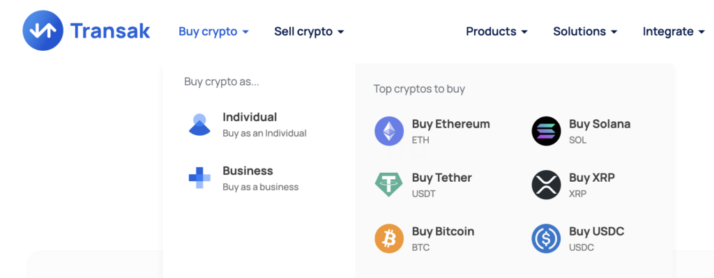 Top cryptos to buy on Transak